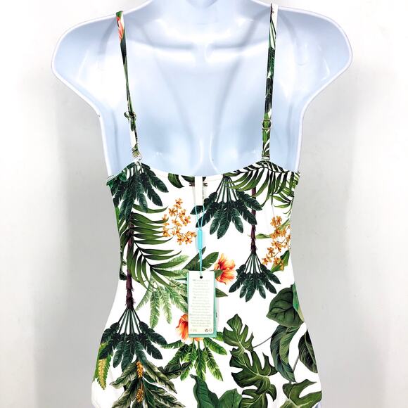 SEA LEVEL SWIM Lotus Spliced Tri One Piece Swimsuit US 6 White Green NWT - Picture 6 of 11